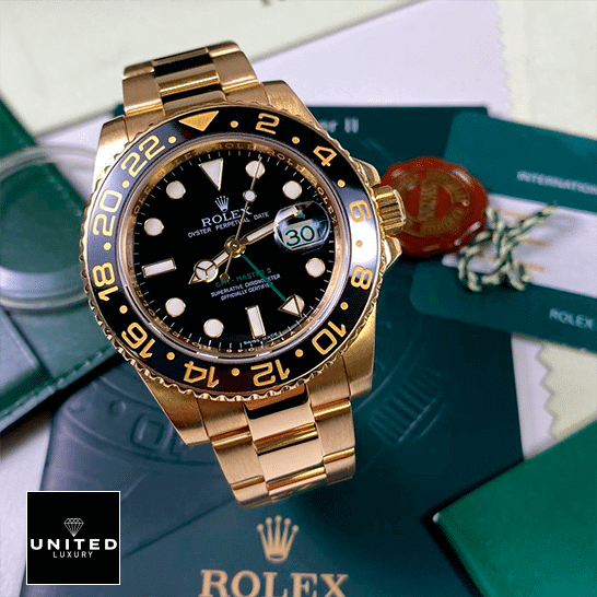 Rolex GMT-Master II 116718LN Ultra Realistic Replica Rolex GMT-Master II 116718LN Black Bezel Oyster Replica & Guarantee Card