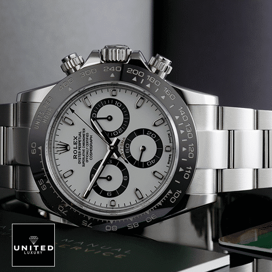 Rolex Daytona 116500LN-0001 "Ceramic Bezel" Supreme Replica Edition rolex daytona ceramic bezel white dial 116500ln 0001 oyster man Rolex Daytona 116500ln-0001 Black Bezel Oyster Replica on the table