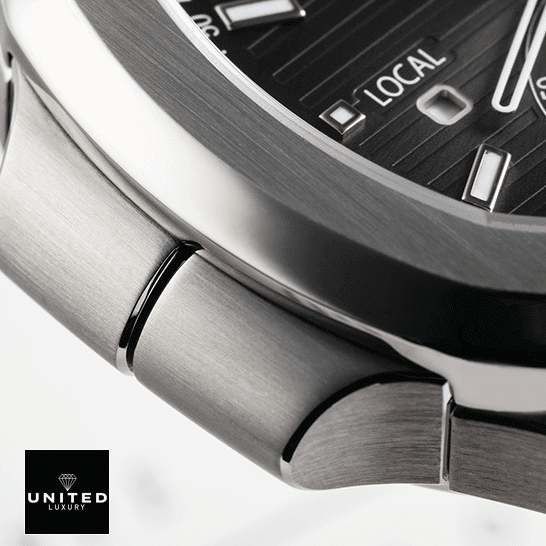 Patek Philippe Nautilus Travel Time Chronograph 5990/1A-001 First-Class Clone patek philippe nautilus 59901A 001 replica stainless Patek Philippe Nautilus 59901A-001 Black Dial Replica white background