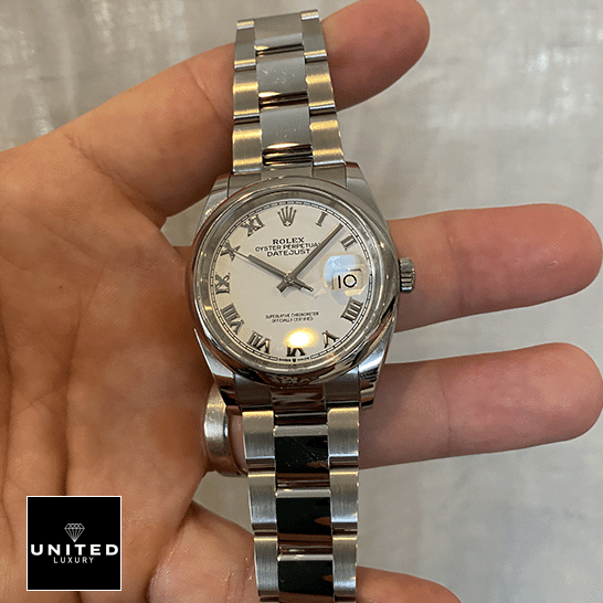 Rolex Datejust 126200-0008 White Dial Swiss Super Clone rolex datejust 126200 0008 replica front Rolex Datejust 126200-0008 oyster bracelet replica