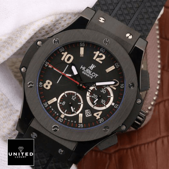 Hublot Big Bang 301.CX.130.RX "Black Magic" Top Tier Replica Edition hublot big bang 301.cx .130.rx replica tiltedright 1 Hublot Big Bang Black Dial Black Bezel Replica red second hand