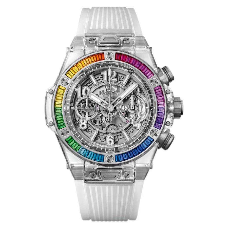 Hublot-Rainbow-Watch-Replica.webp Hublot Big Bang Unico “Rainbow” Sapphire Case 411.JX.4803.RT.4099 True to Original Copy - Image 1