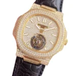 Patek Philippe Nautilus 5711 Tourbillon “Jumbo” Yellow Gold Dial Signature Replica 1:1 - Image 2
