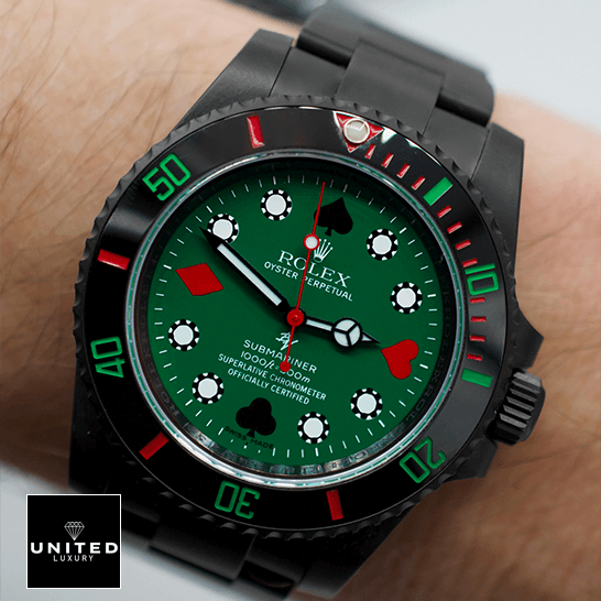 Rolex Submariner 114060 "Blaken Poker Green" Exact Replica 1:1 Rolex 114060 Submariner Blaken 114060 Replica on the wrist