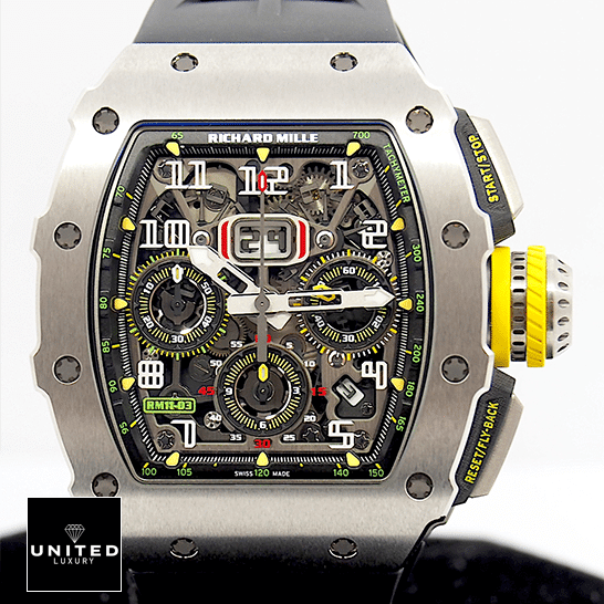 Richard Mille RM 011-03 Titanium Chronograph Top Grade Clone 1:1 richard mille rm 011 03 titane flyback man Richard Mille RM01103 Titane Flyback Man Replica white background