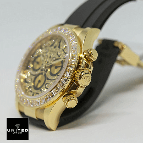 Rolex Cosmograph Daytona 116588TBR "Eye Of The Tiger" Exact Duplicate Quality Rolex Daytona Eye of the Tiger 116508-0004 Replica Yellow Gold button & crown pusher