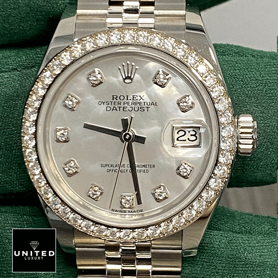 Rolex Lady-Datejust 279384 Mother of Pearl Diamond Top Grade Clone 1:1 Rolex Datejust 279384RBR Diamond-Set Bezel Replica