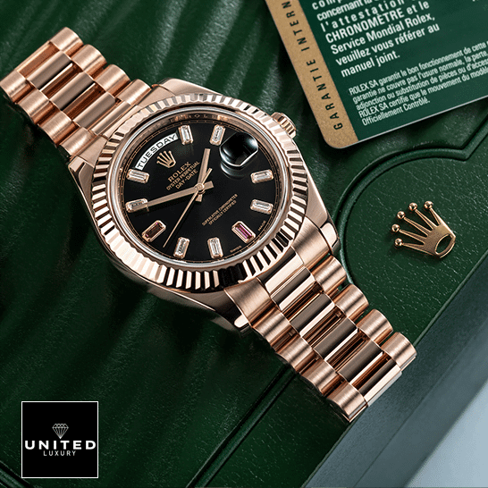 On the green Rolex box Rolex Day-Date II 218235