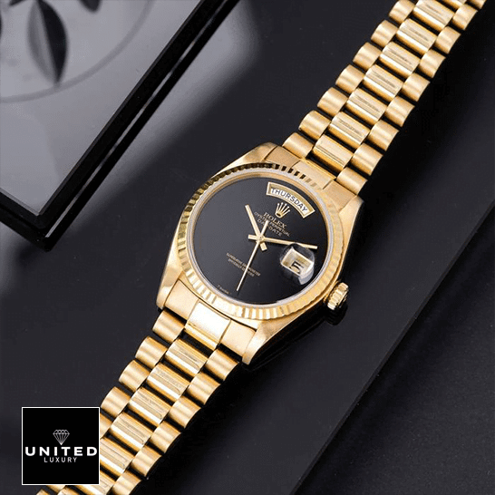 Rolex Day-Date 18038 "Onyx Dial" Authentic Replica Edition rolex day date onyx dial 18038 bulang jubilee replica left Rolex Day-Date 18038 "Onyx Dial" Authentic Replica Edition rolex day date onyx dial 18038 bulang jubilee replica left