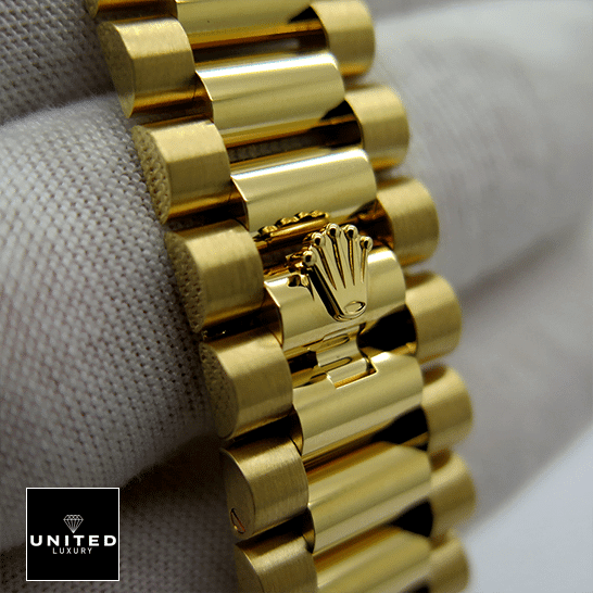 Rolex Day-Date 128348RBR "Pave Diamond Dial" Perfect Duplicate Edition rolex_day_date_yellow_gold_with_pave_diamond_dial_sapphire_128348RBR_0030_replica_clasp_unitedluxurynet