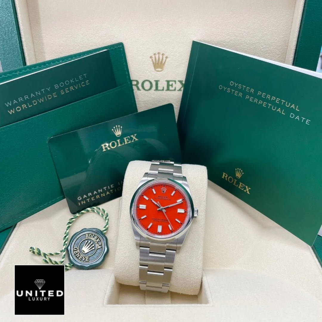 Rolex Oyster Perpetual 126000 "Coral Red Dial" Ultra Detailed Clone Yeni Proje 1 37 rolex-oyster-perpetual-red-dial-126000-replica