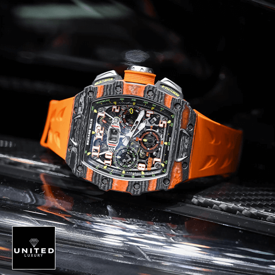 Richard Mille RM 11-03 "McLaren" Top Tier Replica Edition Richard Mille Mclaren left Richard Mille Mclaren Orange Rubber Bracelet Replica