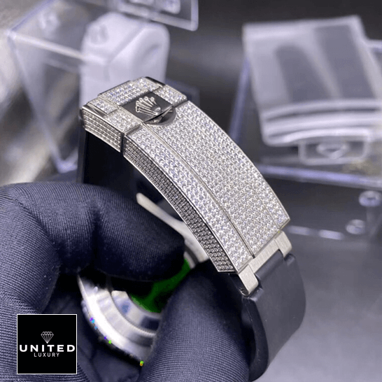 Rolex Submariner 116336 "Oysterflex" Ultimate Clone Quality rolex submariner 116336 replica clasp 1 Rolex 116336 Silicon Bracelet Replica diamond clasp