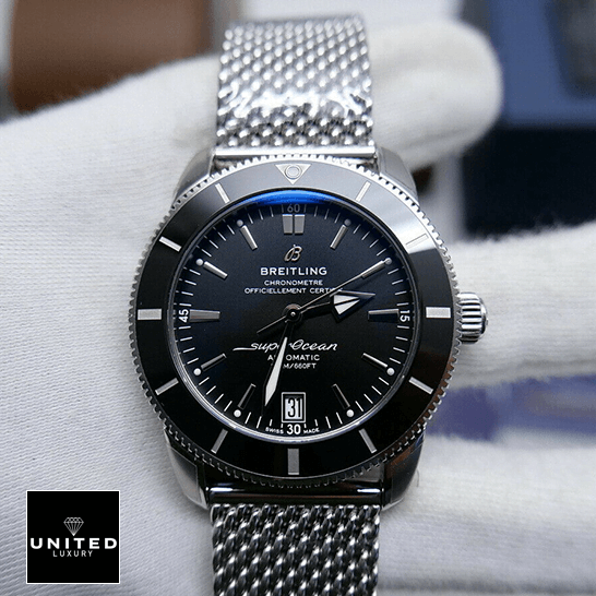 Breitling Superocean Heritage Black Dial Steel Bracelet Replica front view