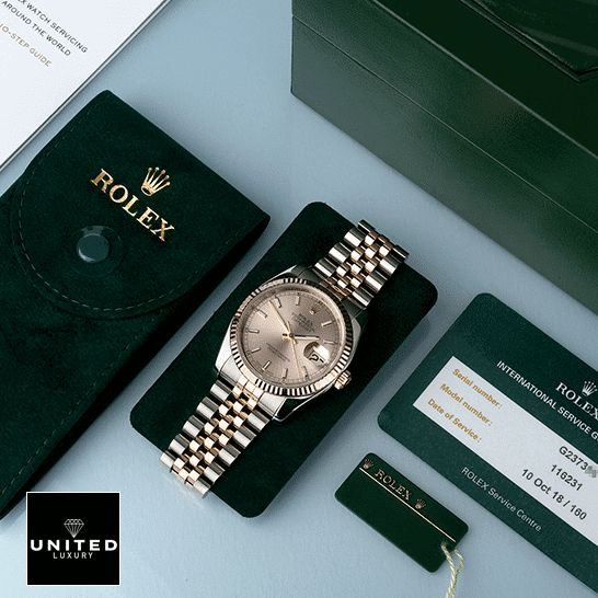 Rolex Datejust 126331-0010 "Sundust" Precision Replica Edition Rolex Datejust Sundust 126331-0010 Two Tone Bracelet Replica and Rolex Service Card