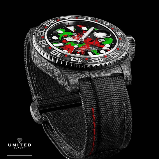 Rolex GMT-Master II Motley Textile Black Rubber Bracelet Replica