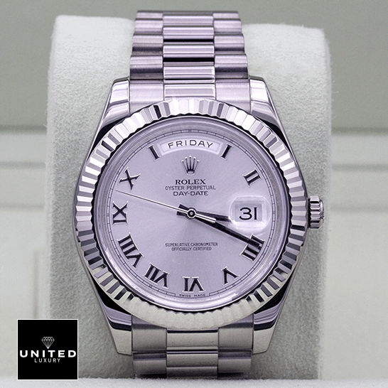 Rolex Day-Date 218239-0041 "White Roman Dial" First-Class Clone rolex day date218239 0041 replica front