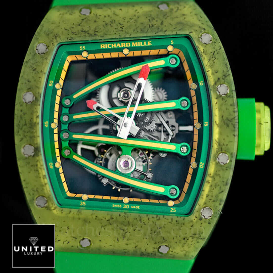 Richard Mille Green Carbon Bezel Replica black background