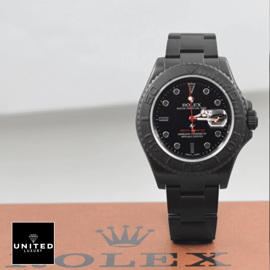 Rolex Yacht-Master 116622 "Titan Black" Ultra Accurate Clone rolex yacht master triple red titan black 11662 replica box unitedluxurynet 1 Rolex Yacht Master 11662 Replica on the rolex stand