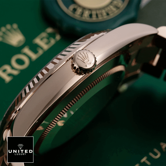 Rolex Day-Date 228235 Rose Gold Crown Pusher Replica Right Side