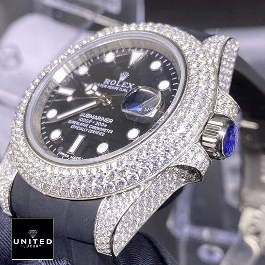 Rolex Submariner 116336 "Oysterflex" Ultimate Clone Quality rolex submariner 116336 replica bezel 1 Rolex 116336 Submariner Diamond bezel Replica crown / push button