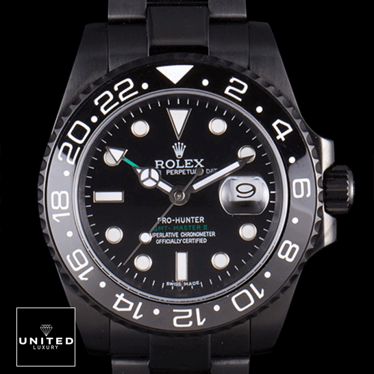 Rolex Blaken GMT-Master II 116710 DLC-PVD Black Replica black background