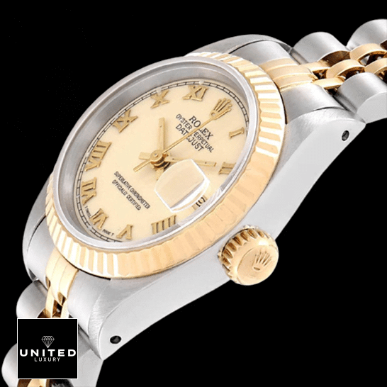 Rolex Datejust 69173 Exclusive Clone Edition Rolex Datejust Roman Jubilee Bracelet Replica rolex logo on crown / push button