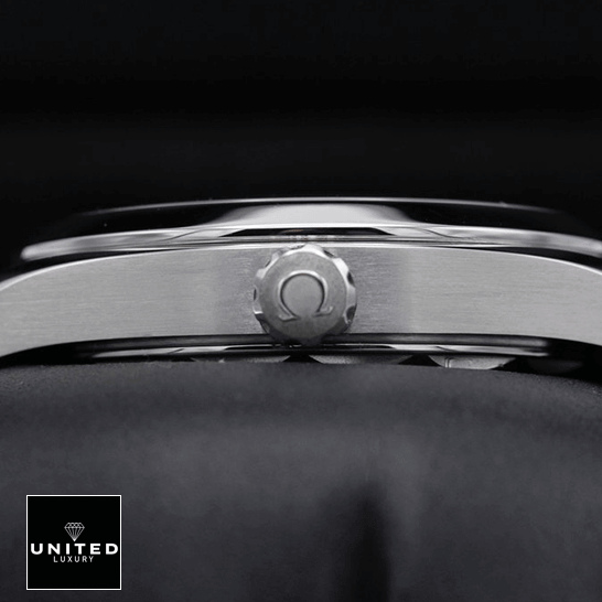 Omega 220.12.41.21.02.002 Stainless Steel Replica crown on the omega logo