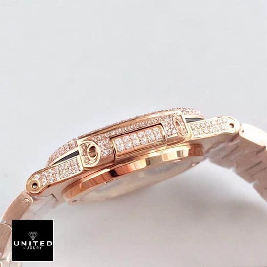 Patek Philippe Nautilus "Iced Out" 5719/10G Exceptional Replica 1:1 a 1 Patek philippe nautilus 5719/10G-010 diamond replica side view