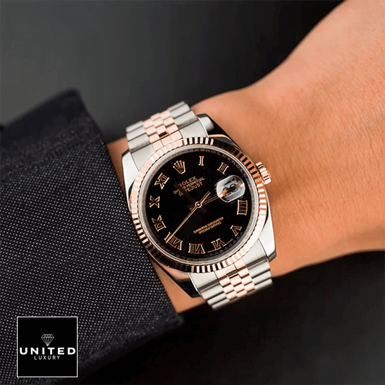 Rolex Datejust 126231-0085 "Black Roman" Precision Clone Rolex Datejust 116231 Replica watch on the wrist