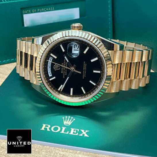 Rolex Day-Date 228235-0002 "Black Dial" Precision Replica Edition Rolex Day-Date 228235 Black Dial Replica