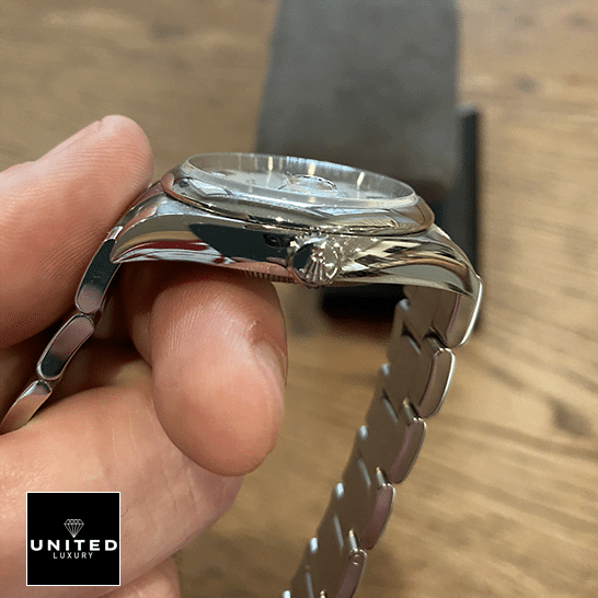 Rolex Datejust 126200-0008 White Dial Swiss Super Clone rolex datejust 126200 0008 replica rightside Rolex Datejust 126200-0008 Right side Button