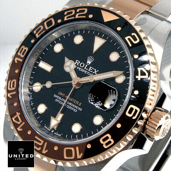 Rolex GMT-Master II 126711CHNR "Root Beer" Deluxe Copy Quality Rolex GMT-Master II 126711CHNR-0002 Replica black dial has stick and dot indices