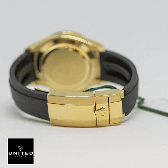 Rolex Cosmograph Daytona 116588TBR "Eye Of The Tiger" Exact Duplicate Quality Rolex Daytona 116508-0004 Replica Black Rubber Bracelet & Yellow Gold Fold Clasp on the Rolex Logo