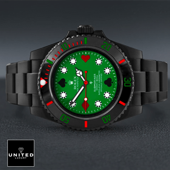 Rolex Submariner 114060 "Blaken Poker Green" Exact Replica 1:1 Rolex 114060 Blaken Submariner Poker Green Dial Replica on the table