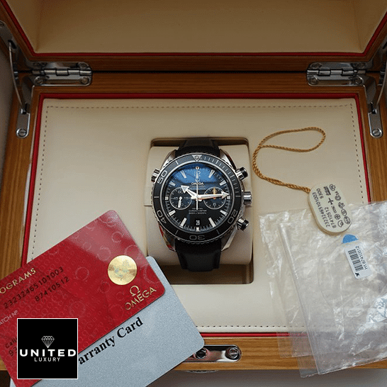 Omega Seamaster Planet Ocean Co-Axial Chronograph 232.32.46.51.01.003 Top Replica 1:1 omega seamasterplanetocean 232.32.46.51.01.003 replica Omega Seamaster Full Blue Replica in the box next to warranty card