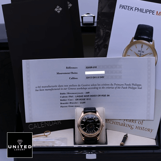 Patek Philippe Annual Calendar 5205R-010 "Black Dial" Masterpiece Clone patek philippe complications automatic black dial 5205R patek_philippe_complications_automatic_black_dial_5205R-010_box